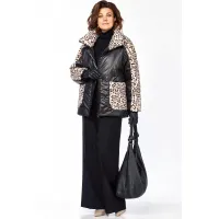 Куртка Lady Secret 7294 черный+леопардовый мех