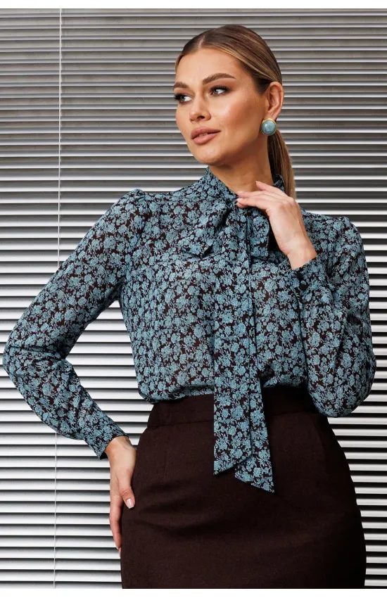 Блузка Мода-Юрс 25-2808bl коричневый бирюза