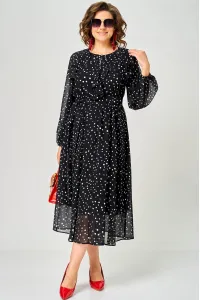 Платье Eva Grant 7177C черный в мелкий горох