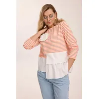 Кофта Kaloris 2183-1 коралловый+бевый