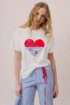 Майка Lokka 1665 белый/красный, голубой принт