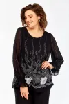 Блузка Swallow 803.5 чёрный, принт белые цветы Блузка Swallow 803.5 чёрный, принт белые цветы