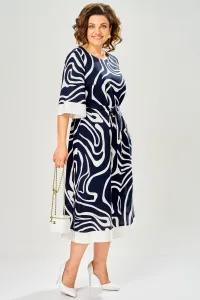 Платье Карина Делюкс М-1245 синий+белый