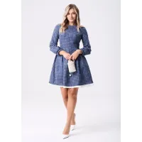 Платье Your Size 2268/164 Синий с добавлением бежевых нитей