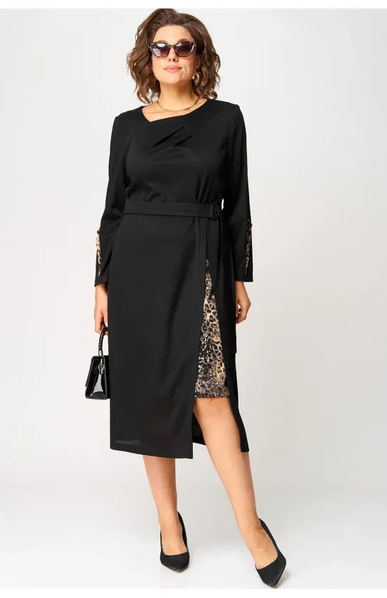 Платье Eva Grant 7220Б черный+принт капучино Платье Eva Grant 7220Б черный+принт капучино