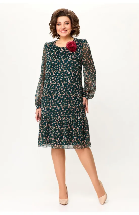 Платье Дали 4560.1 зелень с бежевым
