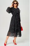 Платье Eva Grant 7177C черный в мелкий горох