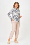 Кофта Swallow 883 дымчато-синий/принт «бежево- молочные абстрактные цветы» Кофта Swallow 883 дымчато-синий/принт «бежево- молочные абстрактные цветы»