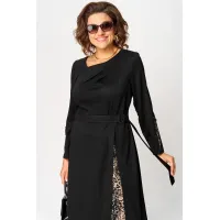 Платье Eva Grant 7220Б черный+принт капучино Платье Eva Grant 7220Б черный+принт капучино