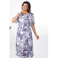 Платье Alani 2373 белый + фиолетовый