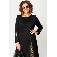 Платье Eva Grant 7220Б черный+принт капучино Платье Eva Grant 7220Б черный+принт капучино