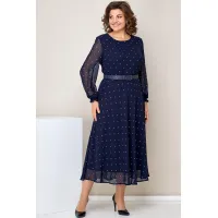 Платье Moda-Versal 2360 тёмно-синий горох