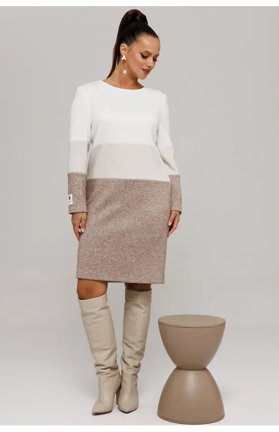 Платье Галеан Cтиль 915 бежевый с коричневым