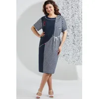 Платье Mira Fashion 5553 синий+белая полоска