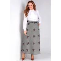Юбка Таир-Гранд 6012 серый цветы