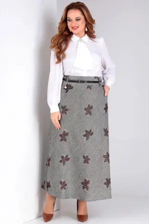Юбка Таир-Гранд 6012 серый цветы