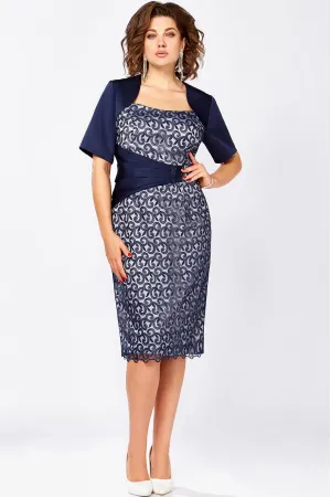 Платье Mira Fashion 5573 синий+белый