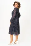 Платье Swallow 881 тёмно-синий, принт «белые веточки»