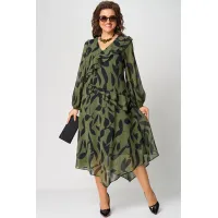 Платье Eva Grant 7122A принт олива Платье Eva Grant 7122A принт олива