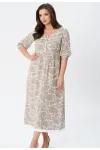 Платье Your Size 2253/164 Серо-бежевый с принтом