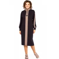 Платье Ольга Стиль С972 черный-коричневый