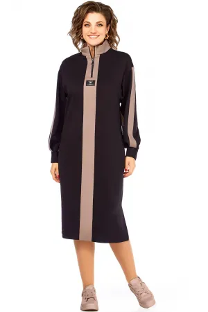 Платье Ольга Стиль С972 черный-коричневый