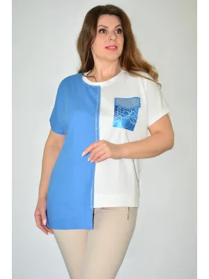 Блузка Needle Ревертекс 548 белый+синий