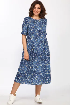 Платье Lady Style Classic 1783/3 Синие тона Ромашки