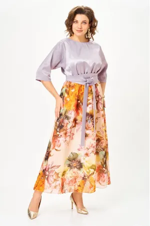 Платье Anastasia Mak 1229ш лиловый+цветы