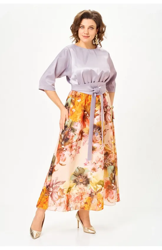 Платье Anastasia Mak 1229ш лиловый+цветы