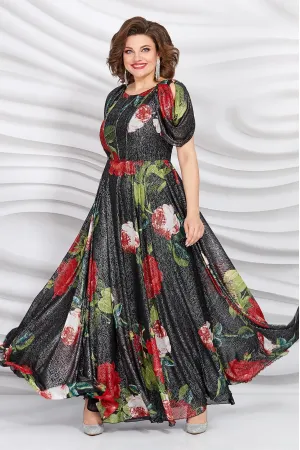 Платье Mira Fashion 5331 цветы на черном