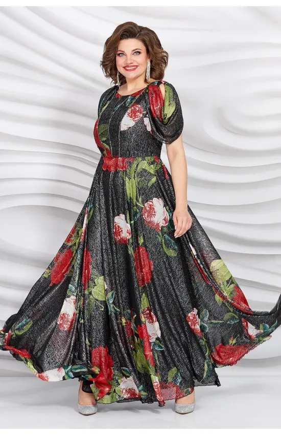 Платье Mira Fashion 5331 цветы на черном