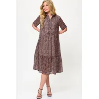 Платье Talia Fashion 424 геометрический принт в черно- коричневых тонах. Платье Talia Fashion 424 геометрический принт в черно- коричневых тонах.