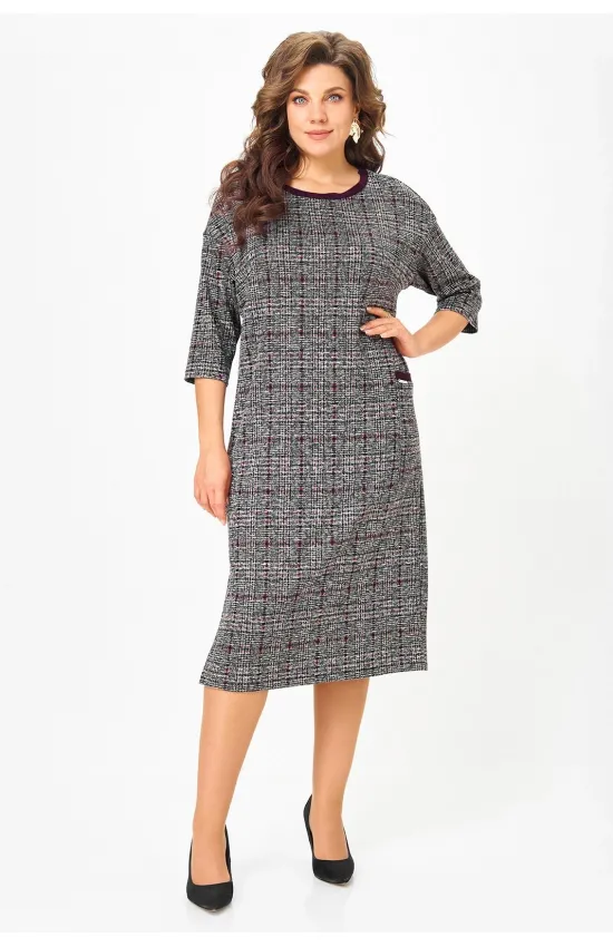 Платье Michel Chic 2191 бордо+серый+клетка