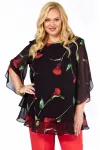 Блузка Элль-Стиль 2213.11 а черный, принт цветы