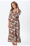 Платье Your Size 2259/164 Медно-коричневые и молочные цветы на черном