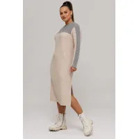 Платье Галеан Cтиль 995 бежевый с серым