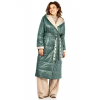 Пальто Диамант 1893 бежево-зелёный