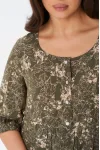 Платье Your Size 2254/164 Цветочный принт на темно-оливковом
