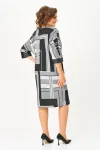 Платье Swallow 888 принт «геометрия» в чёрном, сером и молочном цветах