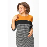 Платье Michel Chic 2188 гусиная лапка+горчица