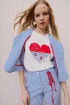Майка Lokka 1665 белый/красный, голубой принт
