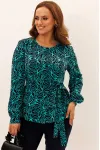 Блузка Лиона-Стиль 957 темно-синий+бирюза