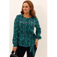 Блузка Лиона-Стиль 957 темно-синий+бирюза