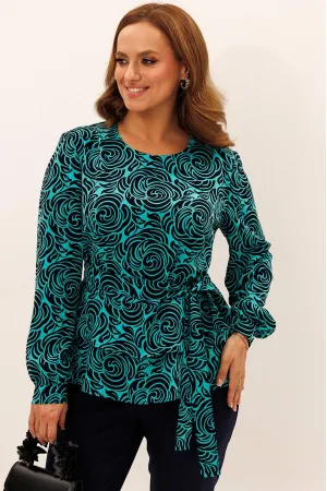 Блузка Лиона-Стиль 957 темно-синий+бирюза Блузка Лиона-Стиль 957 темно-синий+бирюза