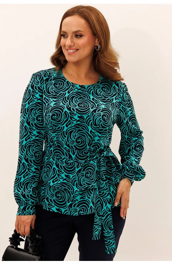 Блузка Лиона-Стиль 957 темно-синий+бирюза