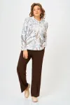 Кофта Swallow 883.1 молочный, принт «бежево-голубые тропические листья» Кофта Swallow 883.1 молочный, принт «бежево-голубые тропические листья»