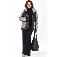 Куртка Lady Secret 7294 черный+леопардовый мех