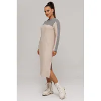 Платье Галеан Cтиль 995 бежевый с серым