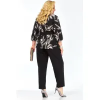 Блузка Элль-Стиль 2446 а черный, белый принт